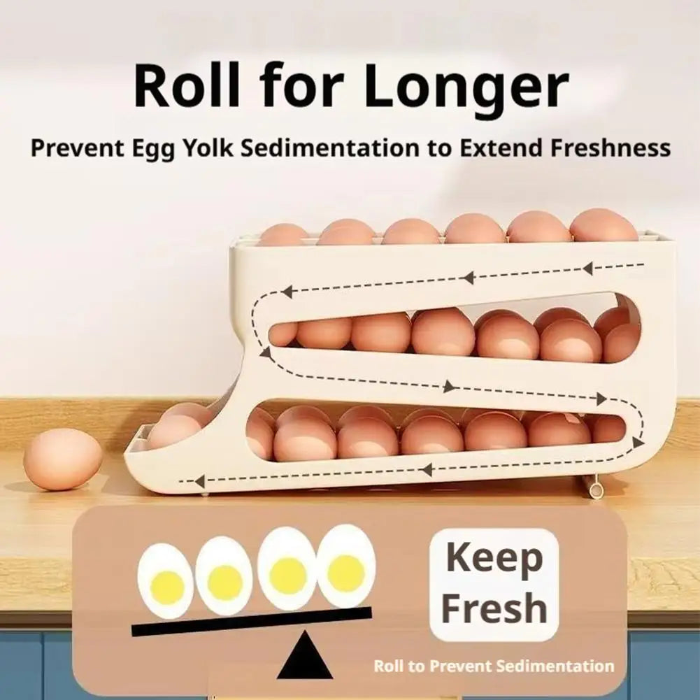 3-Tier Automatic Egg Roller Organizer – Holds 60 Eggs