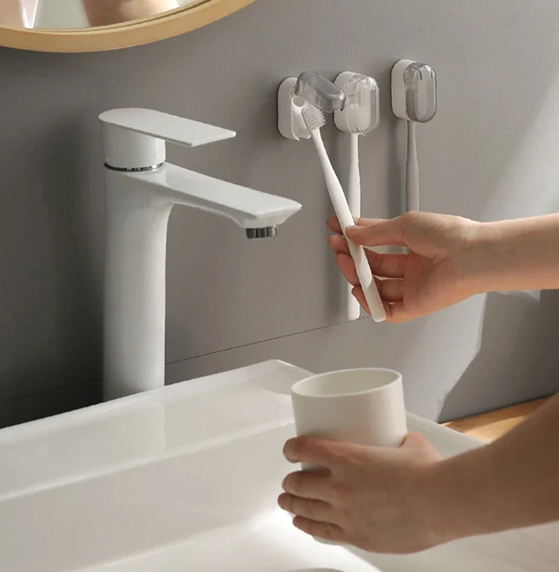 Dust-proof Toothbrush Holder Cover Bathroom Wall Hanging Punch-free