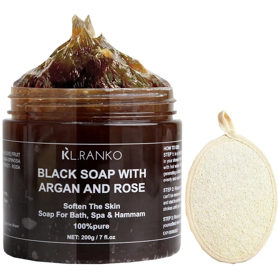 Black Beldi Soap Argan Rose Zawina Morocco Remove Body Acne