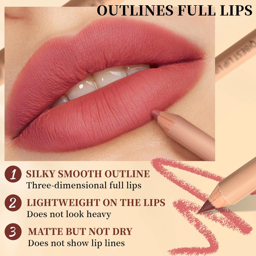 QIBEST 12-Color Matte Lip Liner Set – Waterproof & Long-Lasting