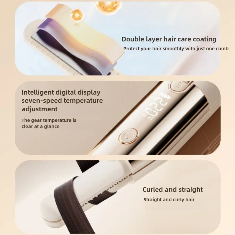 URGGU Wireless Mini Hair Straightener & Curler USB Charged