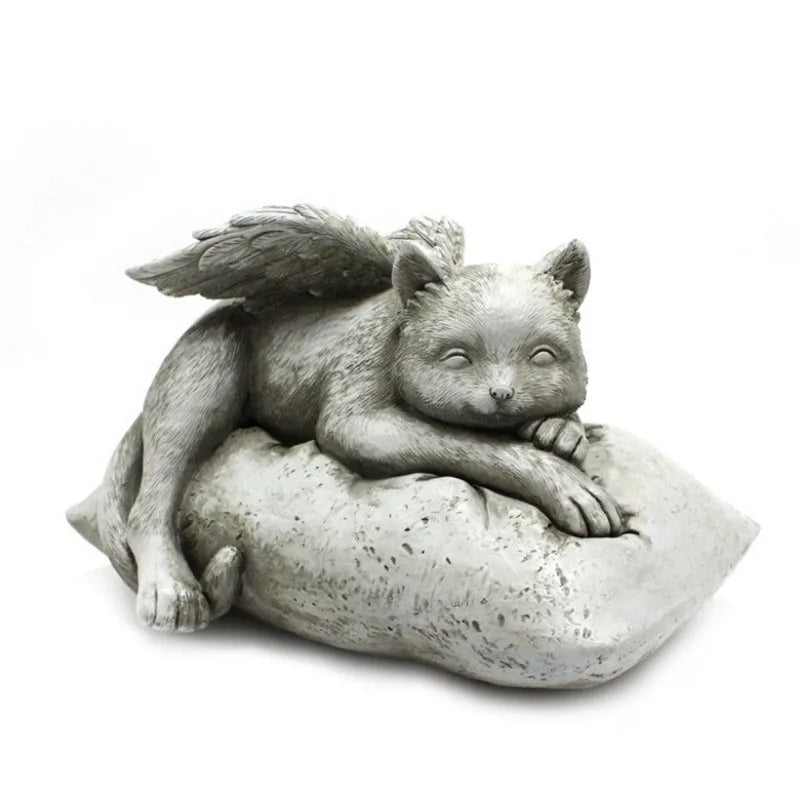 Resin Angel Dog & Cat Memorial Statue | Garden Sculpture