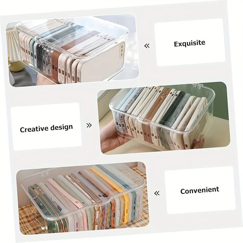 Acrylic Clear Storage Organizer Box Clamshell Design Home Office