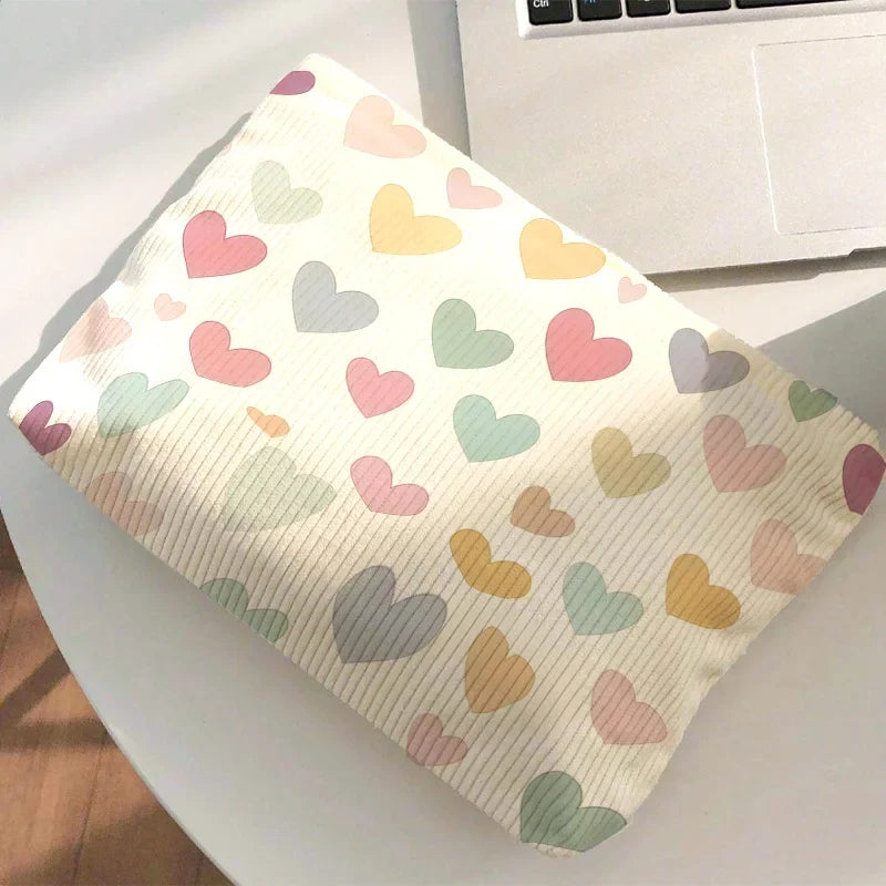 Portable Velvet Makeup Bag Colorful Heart-patterned Providing Women
