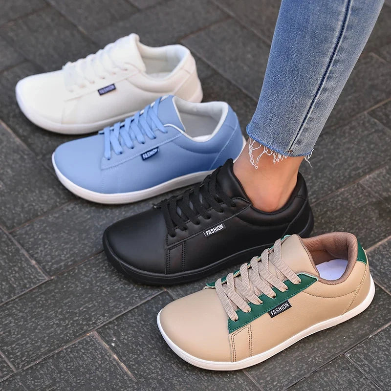 Women's Wide Barefoot Minimalist Sneakers – Lace-Up Flat Shoes