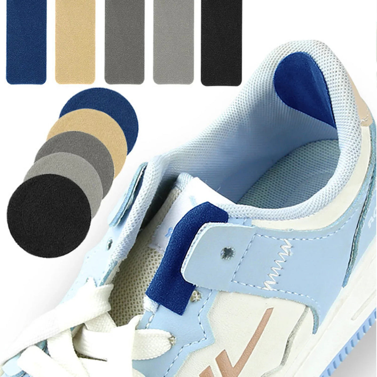 6-Pack Inside Shoe Repair Patches – Velvet Multi-Color Fix Kit