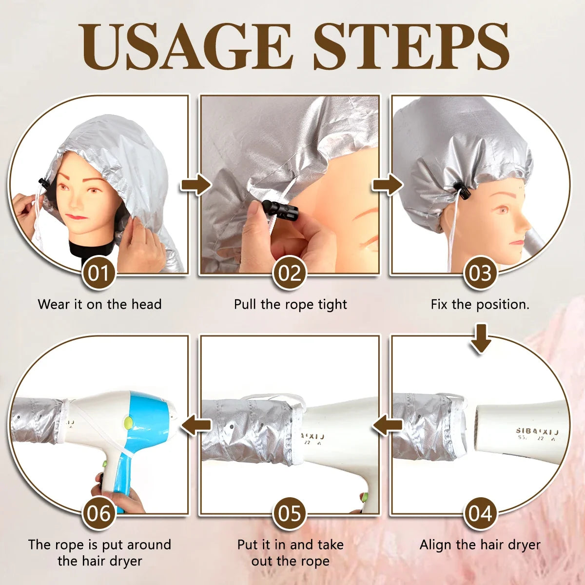 Hair Dryer Bonnet Cap – Quick Drying & Styling All Hair Types