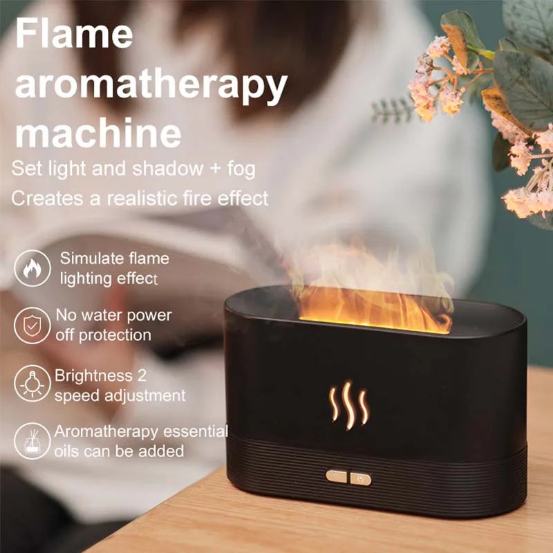 LED Flame Effect Ultrasonic Essential Oil Diffuser & Humidifier