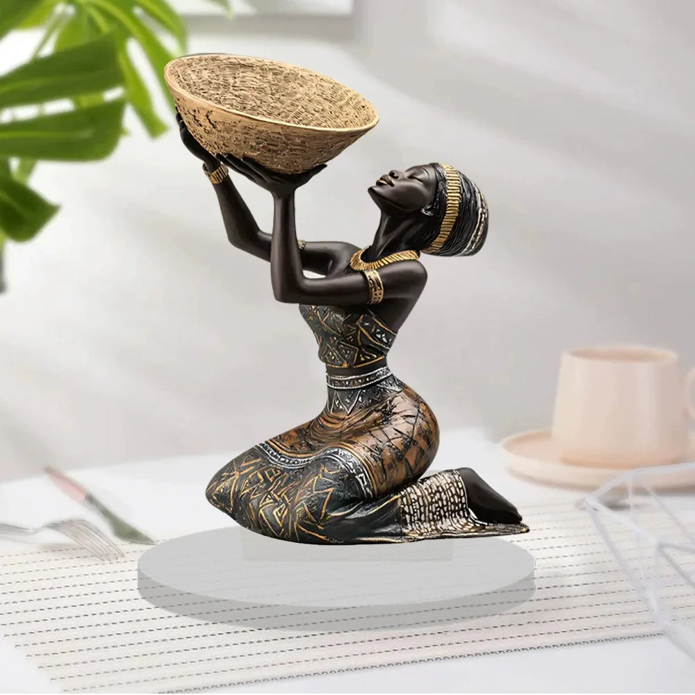 African Woman Figurine Acrylic Ornament | Ethnic Home Decor