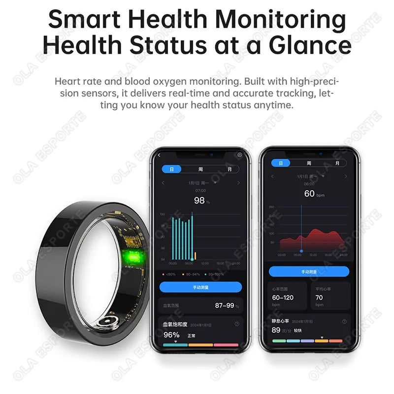 2026 Smart Ring Heart Rate Blood Pressure Sleep Monitoring Motion