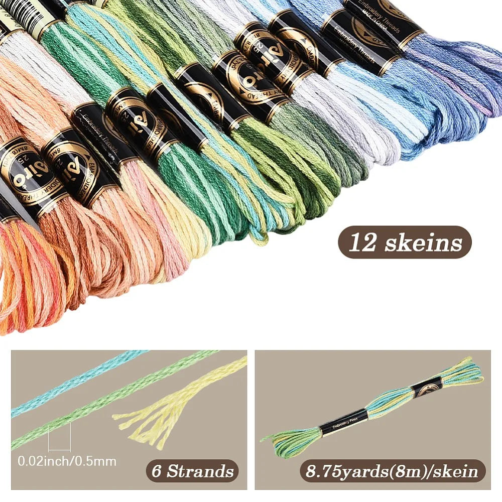 105 Yards Variegated Embroidery Floss – 6 Ply Gradient Thread Set