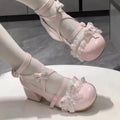 Pink Mary Jane Chunky Heels – Bowknot Square Heel Pumps