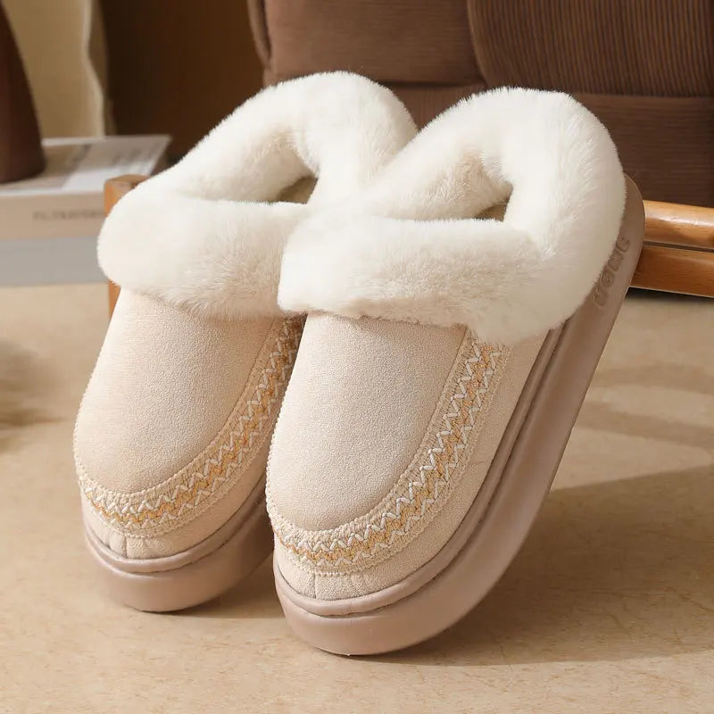 Winter Plush Slip-On Slippers – Warm Indoor Outdoor House Shoes