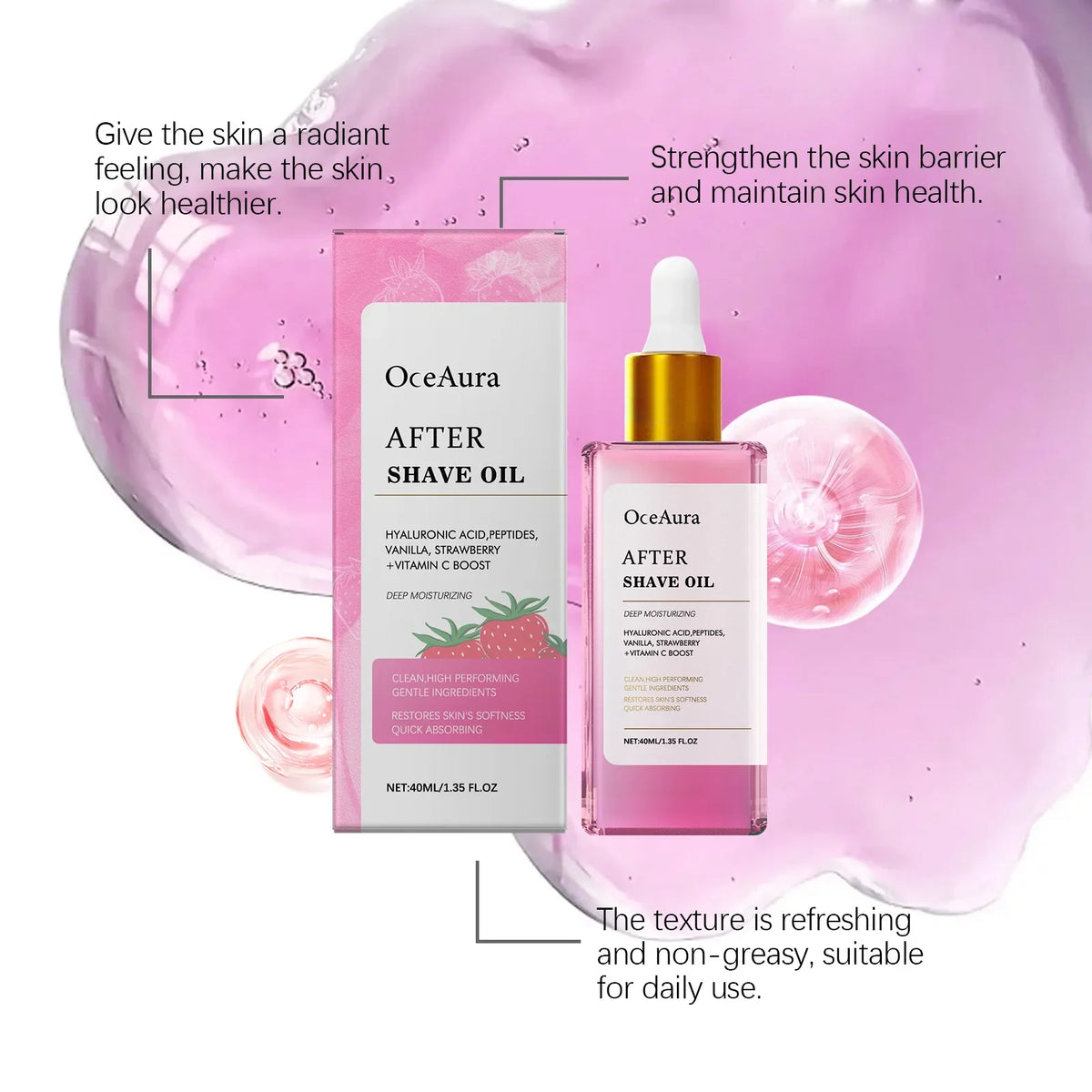 OceAura Strawberry Vanilla After Shave Oil – Soothing 40ml