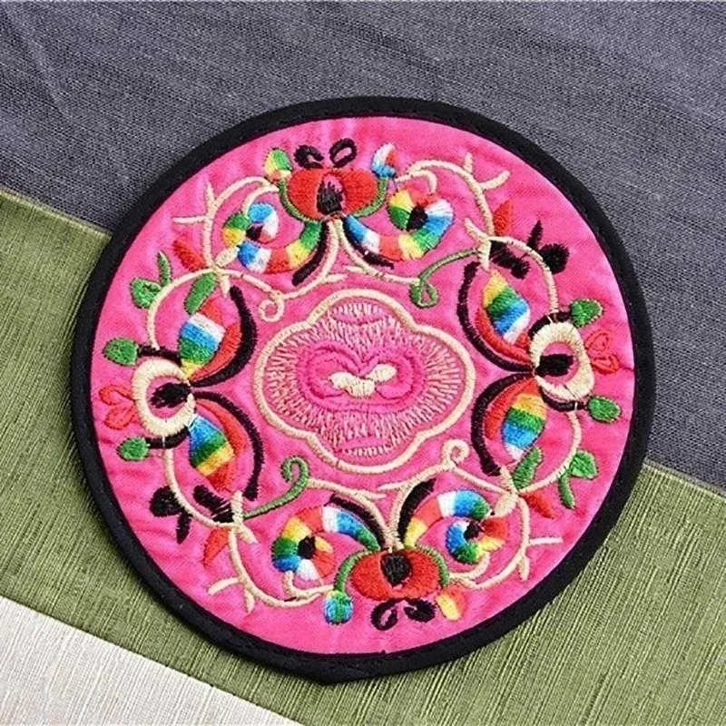 Retro Fabric Embroidery Coaster | Chinese Style Table Décor