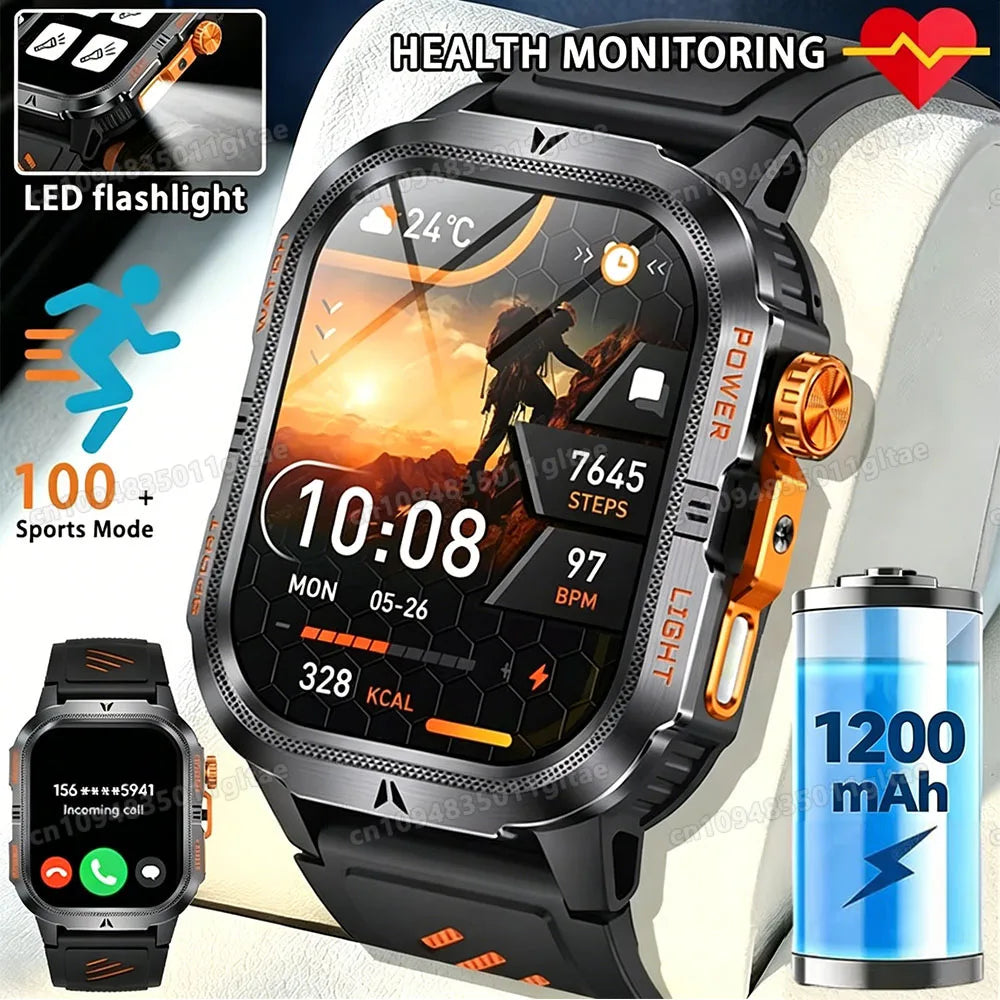 2026 Military Smart Watch Men IP67 3ATM Outdoor Sports Fitness