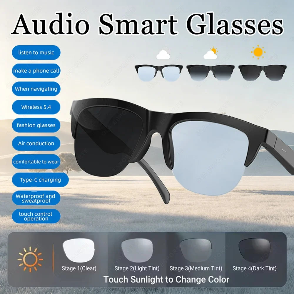Smart Glasses Photochromic Bluetooth Wireless Hands-free