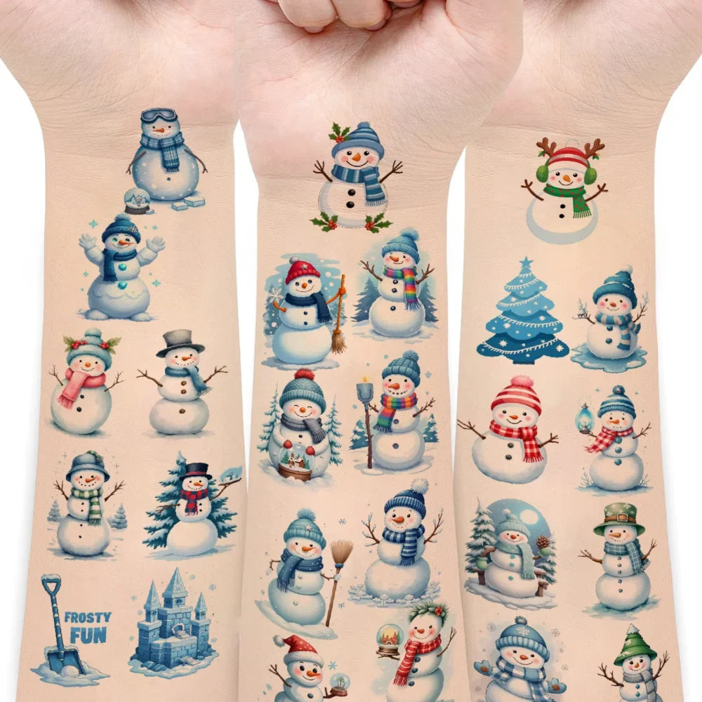54pcs Winter Temporary Tattoo Stickers – Waterproof 3D Body Art