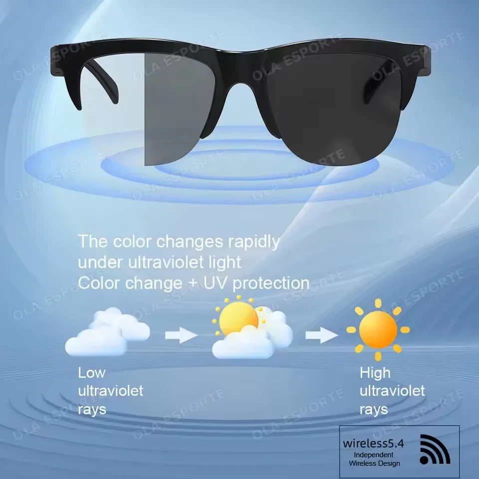 F02 Photosensitive Change Smart Glasses Bluetooth Voice Calls Control