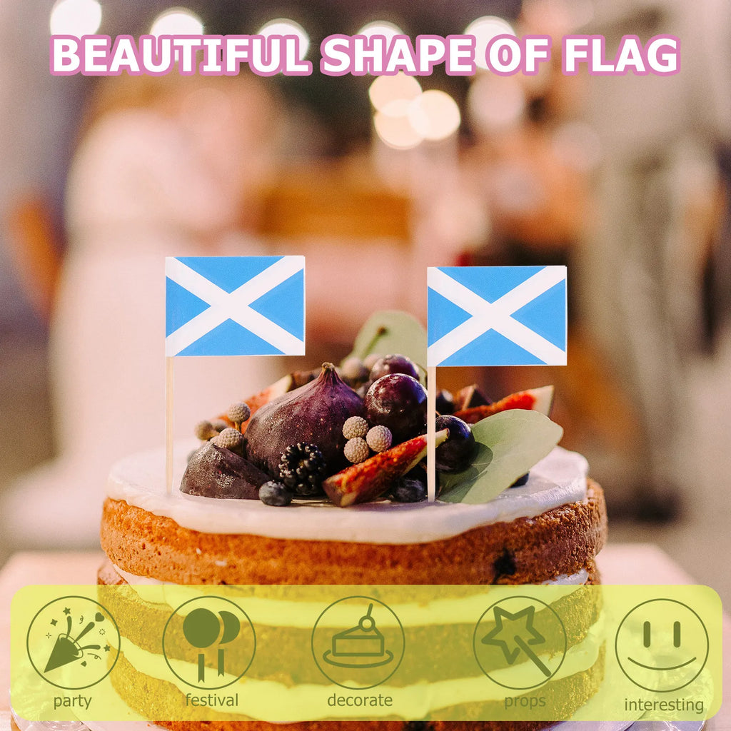 Scotland Flag Wooden Toothpicks Cupcake Toppers Food Picks National