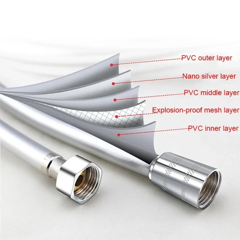 Flexible PVC Shower Hose 1.5M/2.0M – High Pressure Anti-Kink