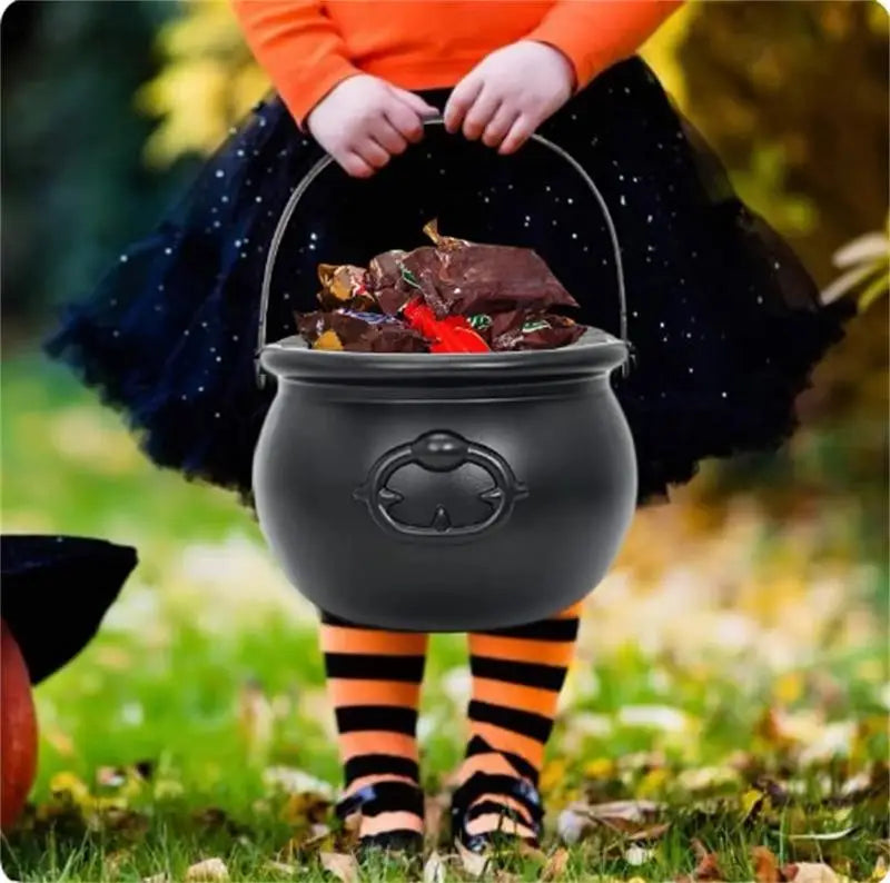 Candy Pot Halloween Witch Pots Spooky Design Black Cauldron Candies