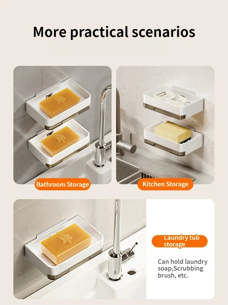 No-Drill Aluminum Alloy Wall Soap Dish with Drainage | YUNJIEYA