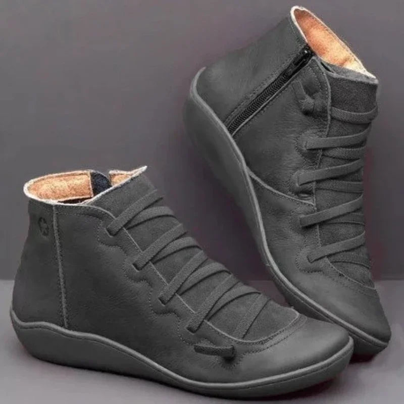 Women's Vintage Lace-Up Ankle Boots | Non-Slip Platform