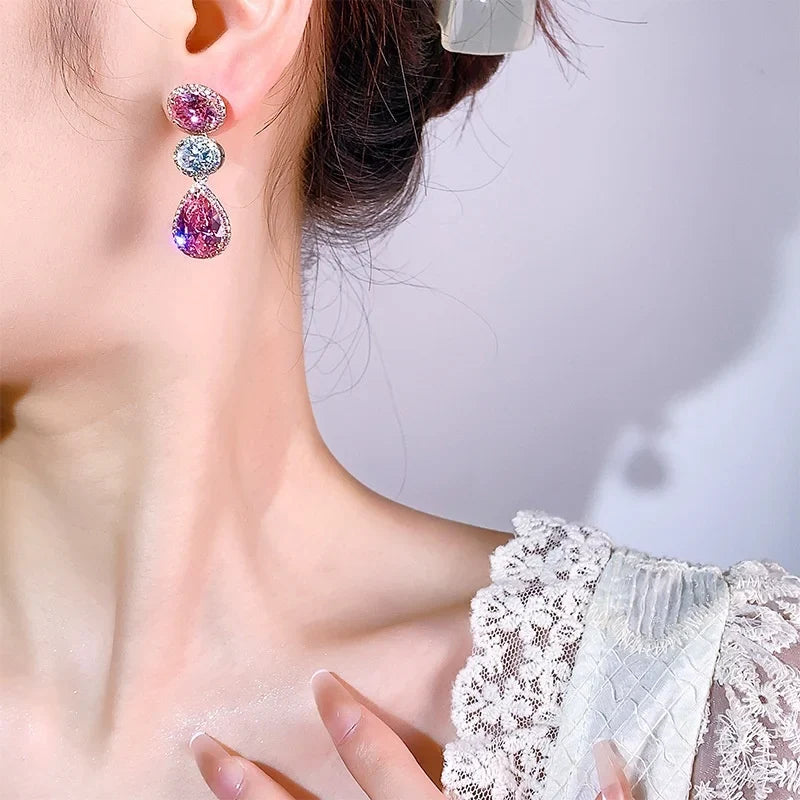 Huitan Cubic Zirconia Luxury Drop Earrings for Women