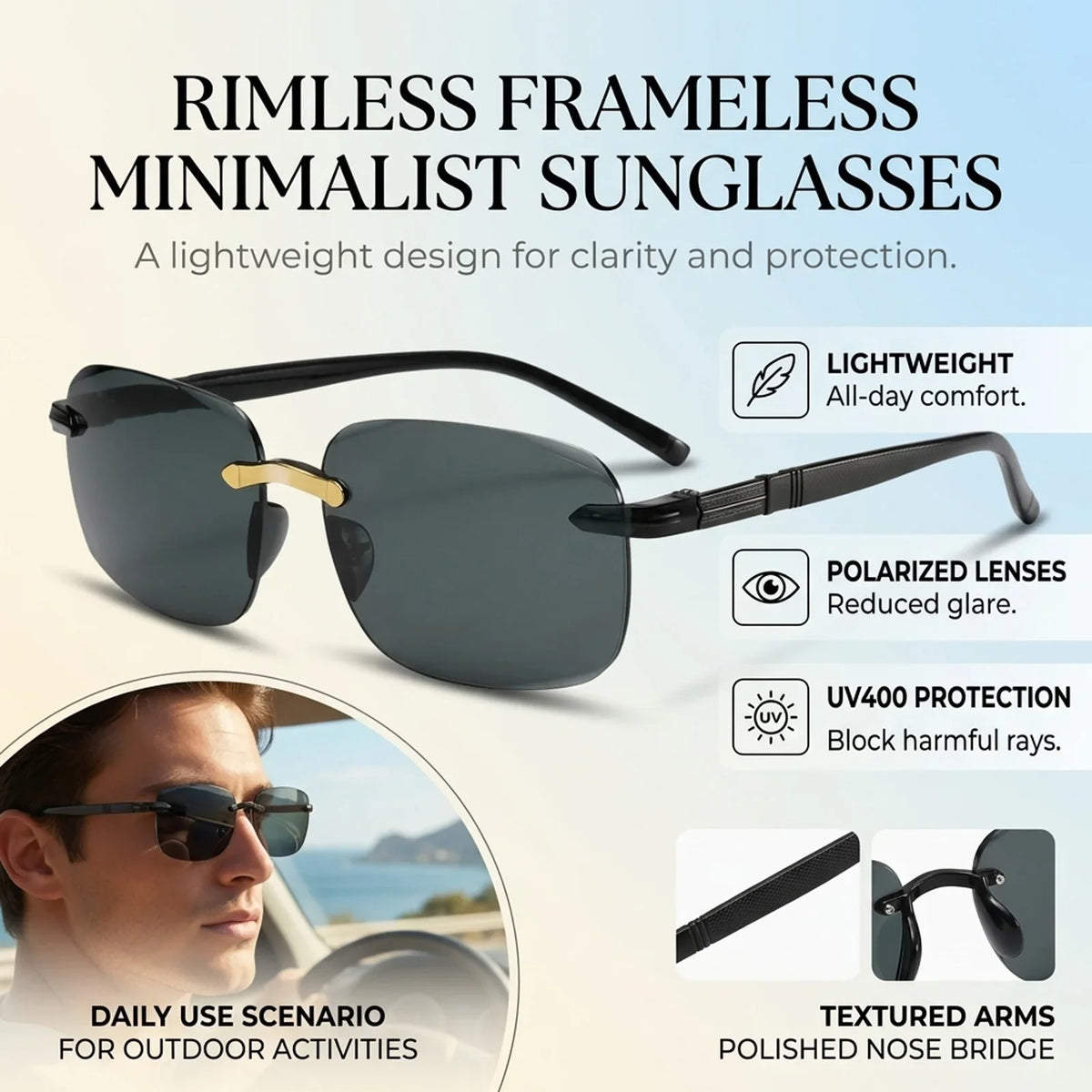 Men's Polarized Sunglasses UV400 Lightweight Driving & Fishing
