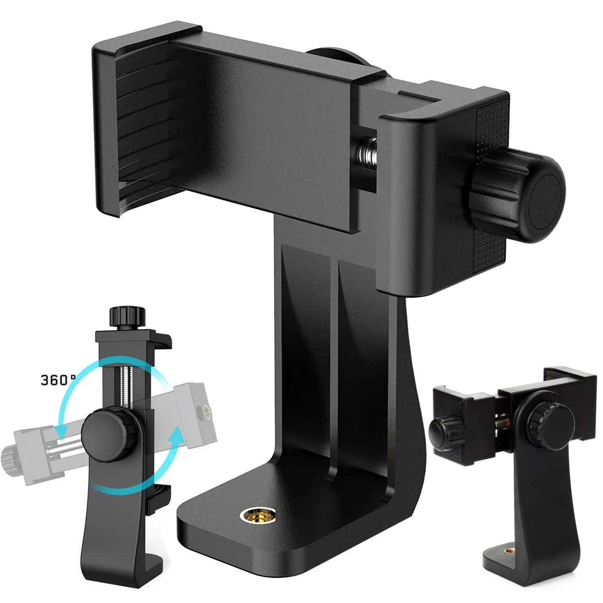 360° Phone Clip Tripod Mount Adapter – Universal 1/4 Screw