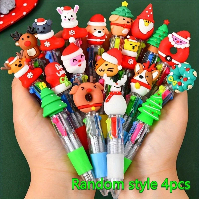 Mini Christmas 4-Color Ballpoint Pens | Set of 4, 8 or 12