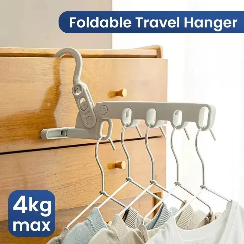 Portable Foldable Travel Hanger 5-Hook Clothes Drying Rack Hotel