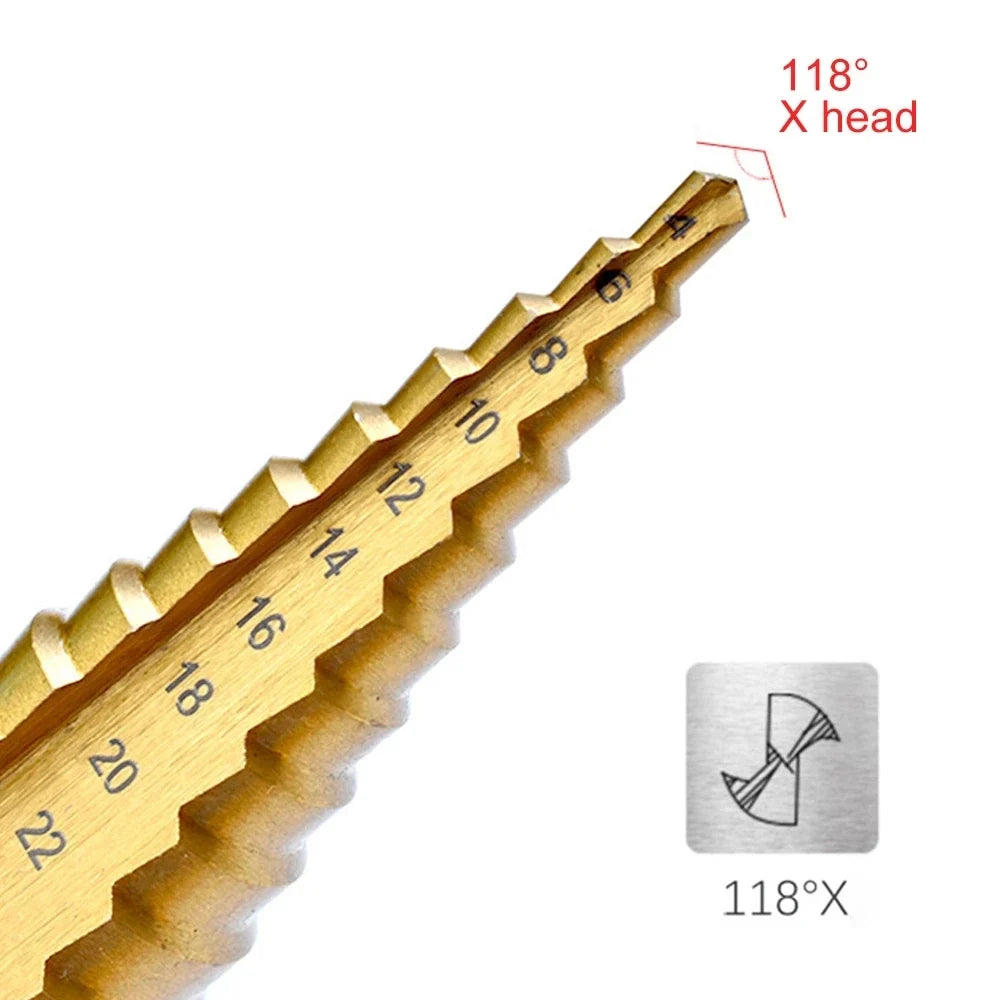 HSS Titanium Step Drill Bit Set | Wood & Metal Hole Cutter