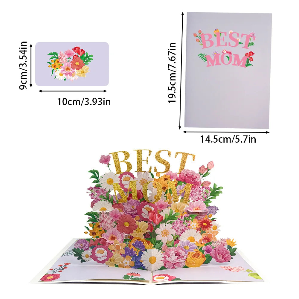3D Pop-up Greeting Card Envelope Mothers Day Mom Thanksgiving Perfect