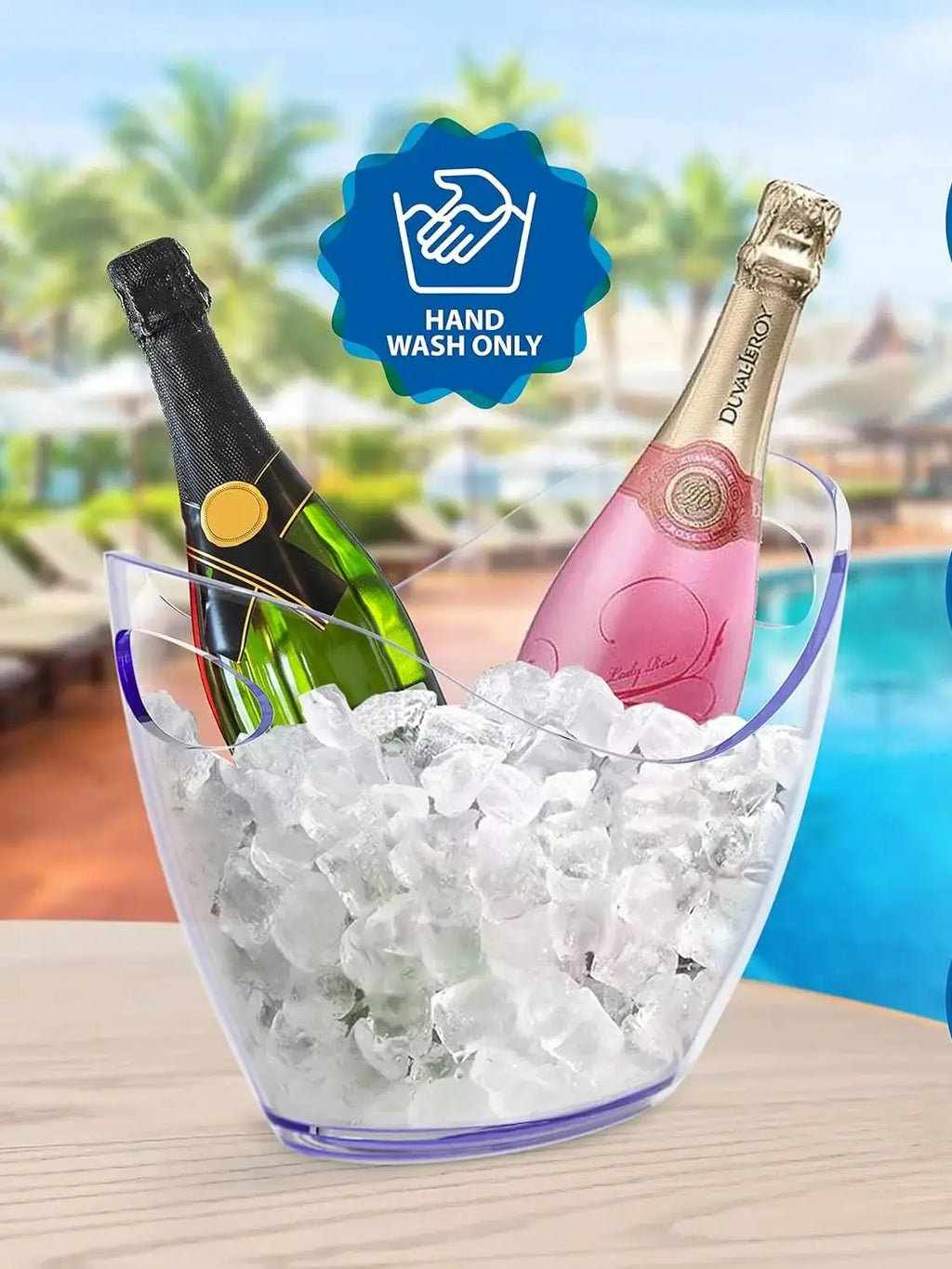 5 PET Unbreakable Ice Bucket Wine Clear Beverage Tub Party Drinks