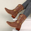 Women's Embroidered Floral Mid-Calf Western Cowboy Boots