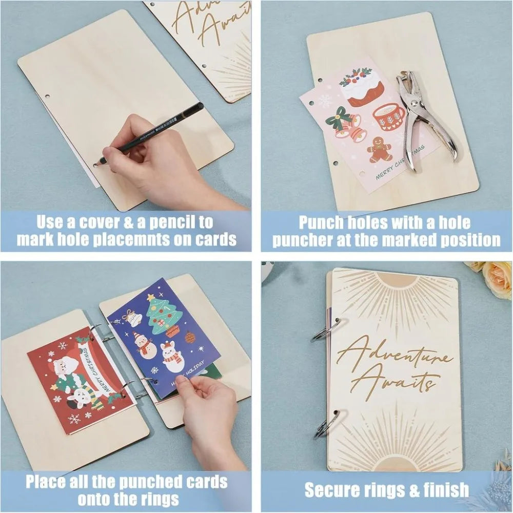 Wooden "Adventure Awaits" Loose Leaf Card & Photo Binder