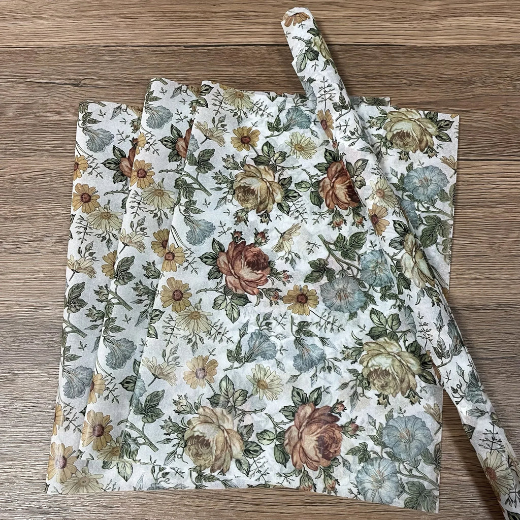 20-Pc Retro Floral Tissue Wrapping Paper – Gift & Scrapbook