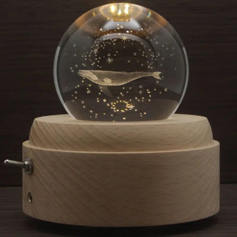 Bird's Poem Whale Crystal Ball Music Box Rotating Ornament Creative