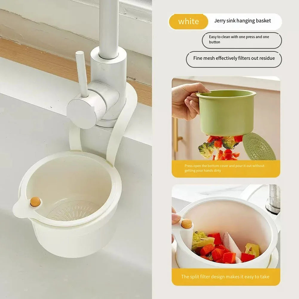 Sink Hanging Strainer Basket – Snap-On Faucet Drain Organizer