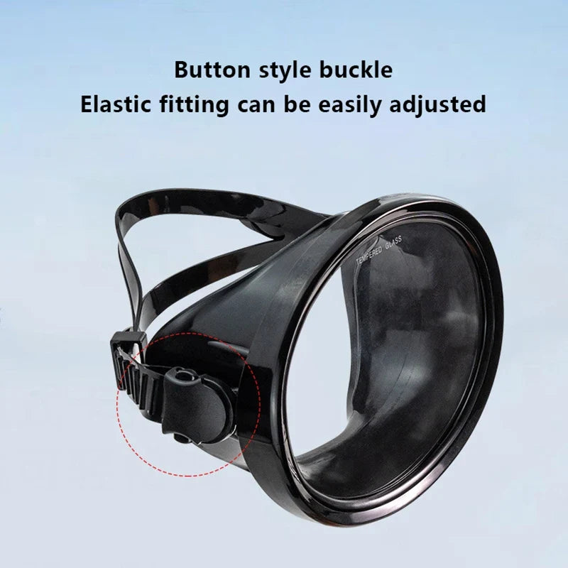 Oval Freediving Mask – Panoramic Tempered Glass Snorkel Goggles