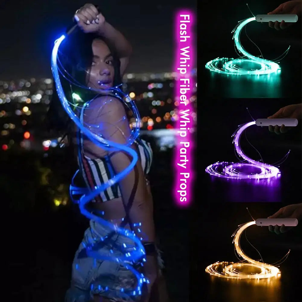 360 Swivel LED Fiber Optic Whip Bright Light Up Rave Toy EDM Pixel