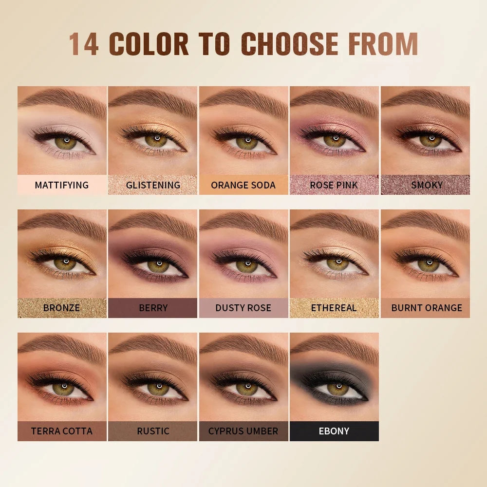 14-Color Eyeshadow Palette – Matte, Shimmer & Glitter | Lakerain