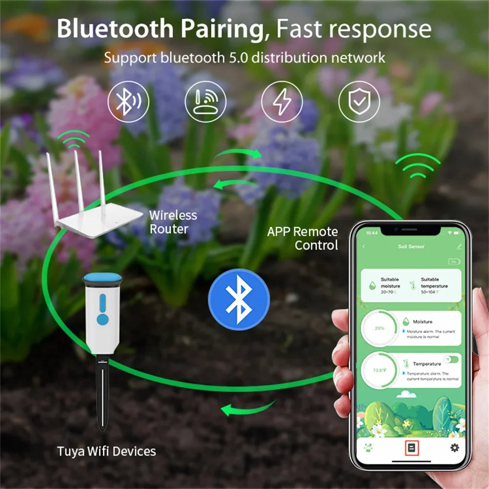 Tuya Wifi Smart Soil Sensor IP66 Waterproof BT 5 0 Garden Automatic