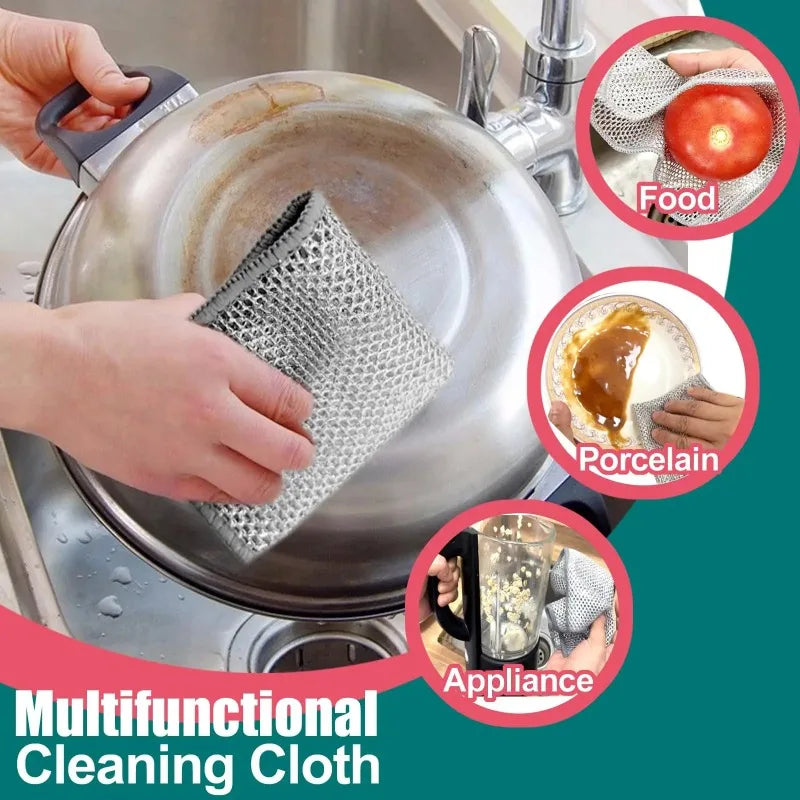 Double-Sided Steel Wire Dishcloth Scrubber – Pot & Pan Cleaner