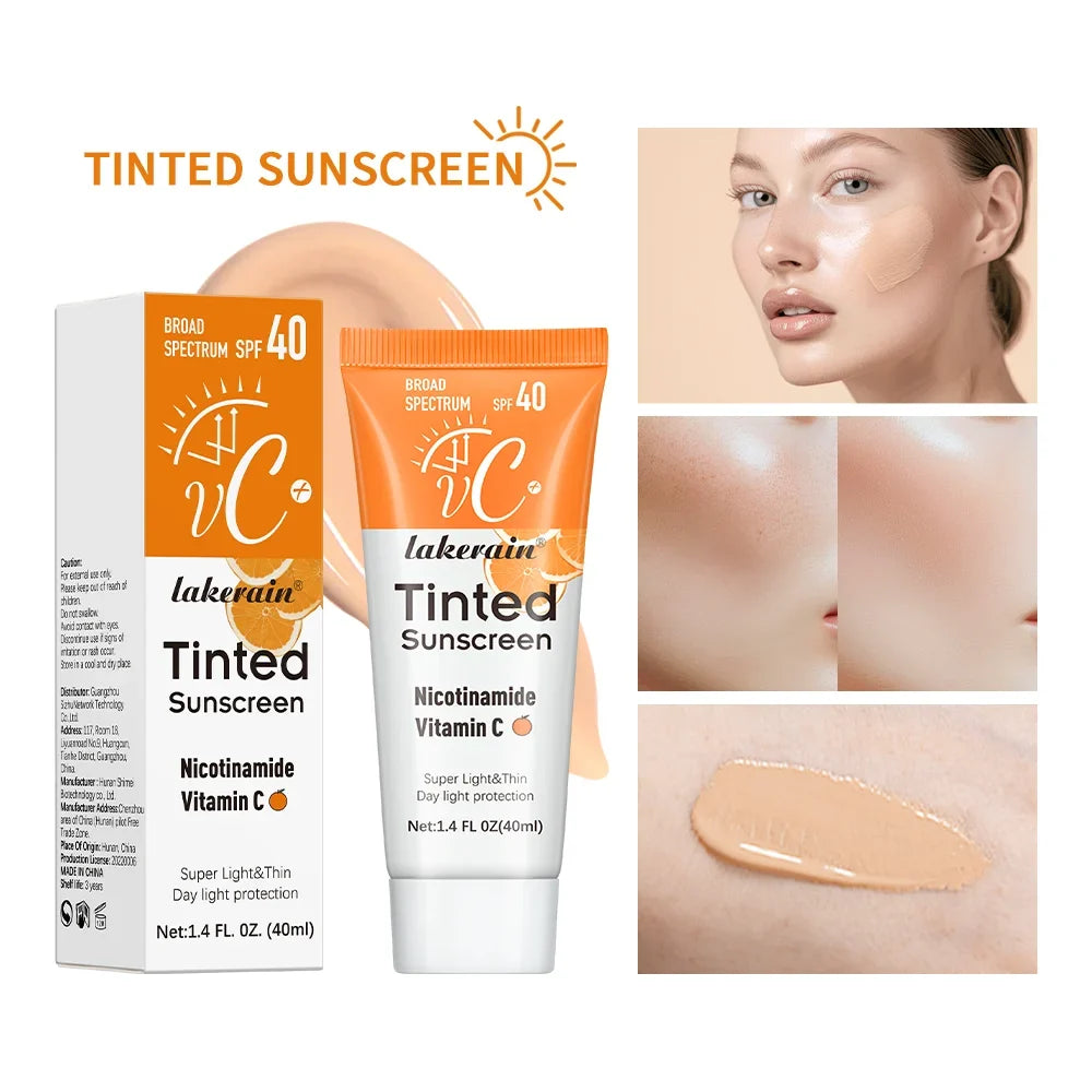 Lakerain Tinted Sunscreen SPF40+ Lightweight UV Foundation Cream