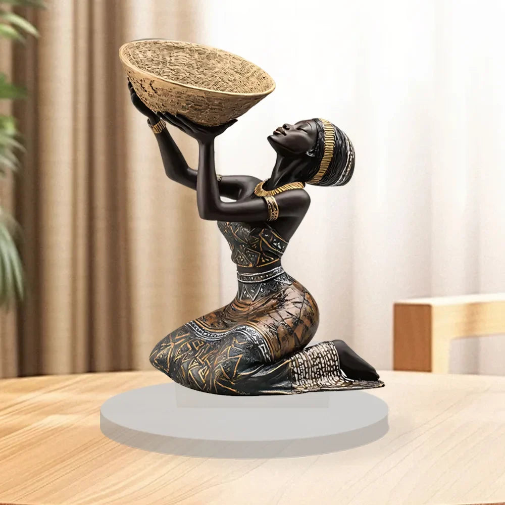 African Woman Figurine Acrylic Ornament | Ethnic Home Decor