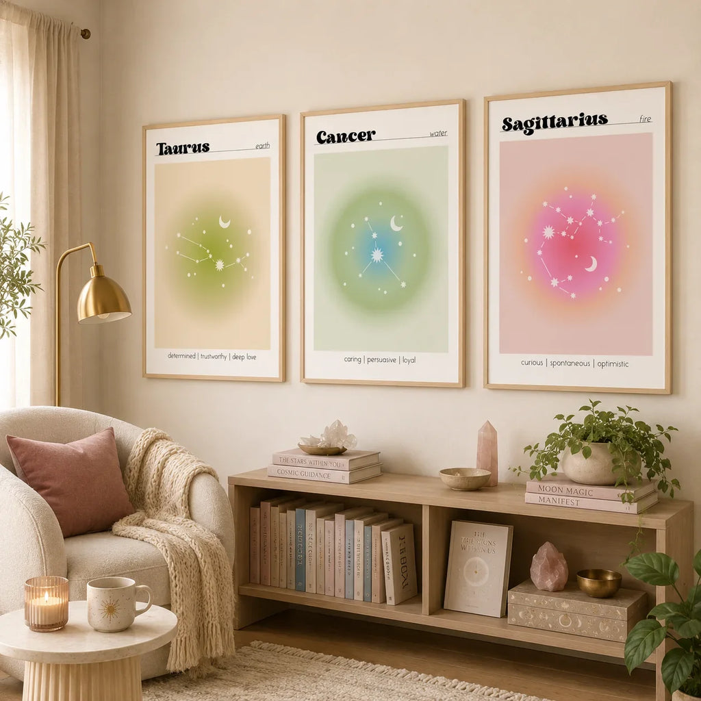 Nordic Constellation Canvas Wall Art | Astrology Gradient Poster