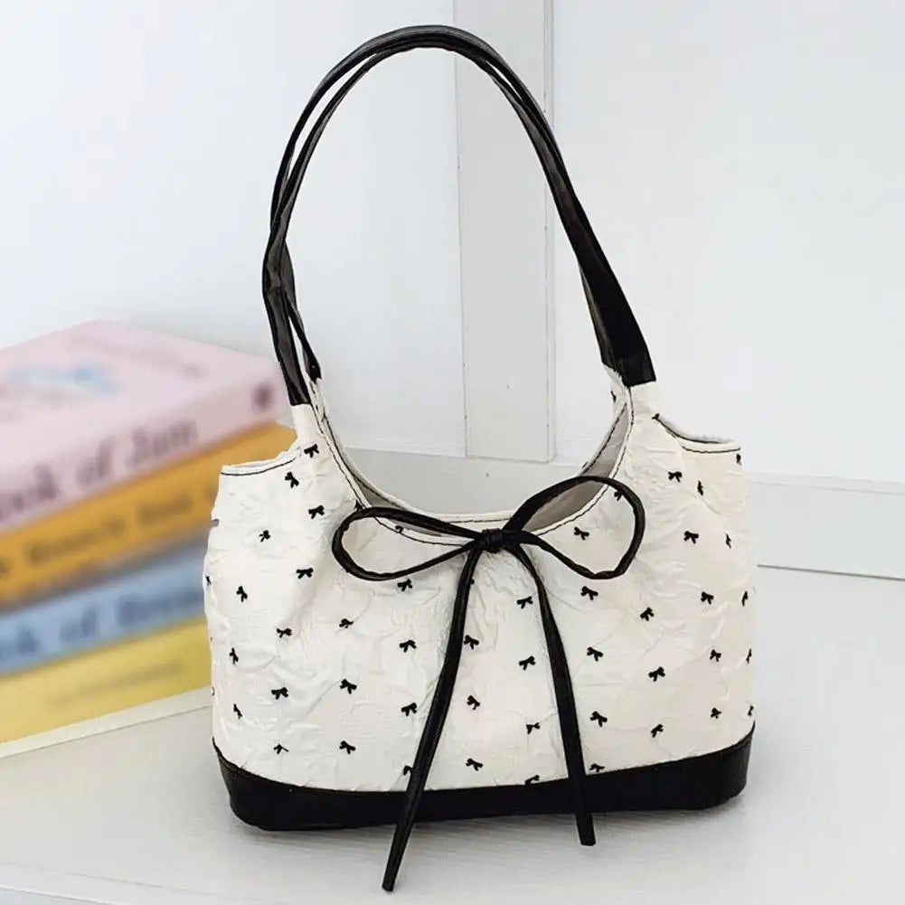 French Bow Ribbon Shoulder Bag – Women's Underarm Bucket Bag